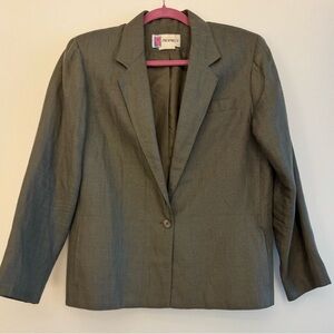 Prophecy women’s blazer, linen-viscose blend, made in the USA, olive, size 14